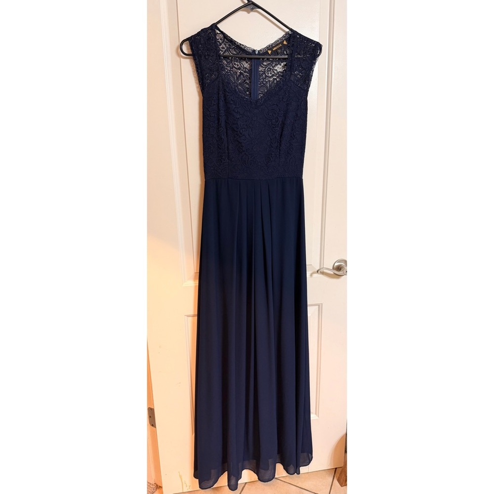 Miusol Elegant Navy Lace Maxi Dress